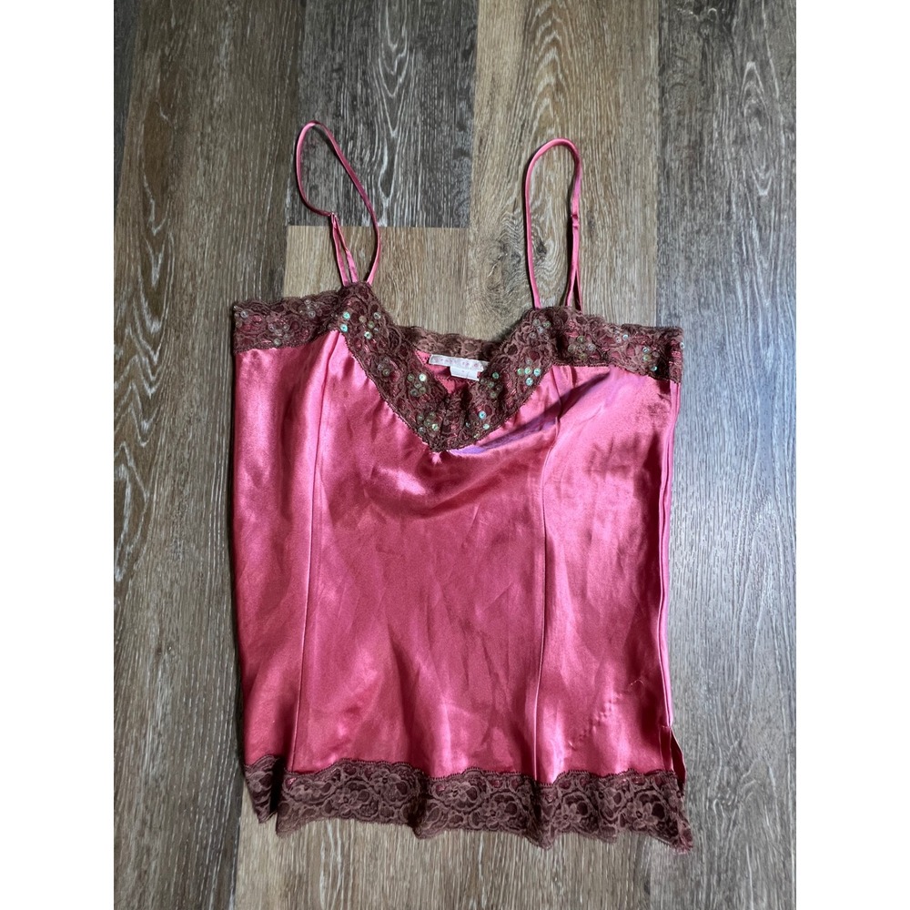 Coast to Coast Camisole Women Size M Pink Excellent Lace Sequin Satin Cami Top